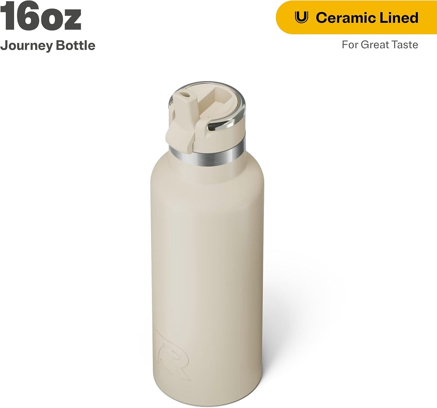 RTIC 16oz Journey Bottle Metal Stainless Steel Vacuum Insulated, BPA Free, Reusable, for Water, Hot and Cold Drinks, Travel, Sports, Camping, Beach