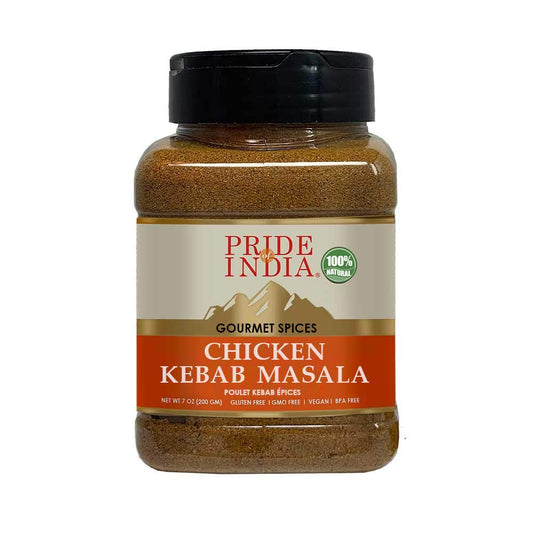 Pride of India – Butter Chicken Kebab Seasoning Spice – Gourmet Spice Blend – Artisanal Rub – Good for Chicken Meat & Paneer – Preservatives Free – 7 oz. Medium Dual Sifter Jar
