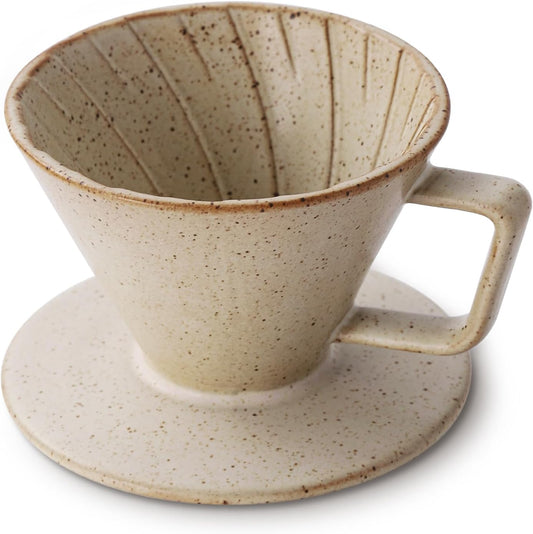 DOWAN Pour Over Coffee Maker, Non-Electric Pour Over Coffee Dripper, Manual Brew Maker, Single Cups Porcelain Slow Brewing Accessories for Gifts, Grey