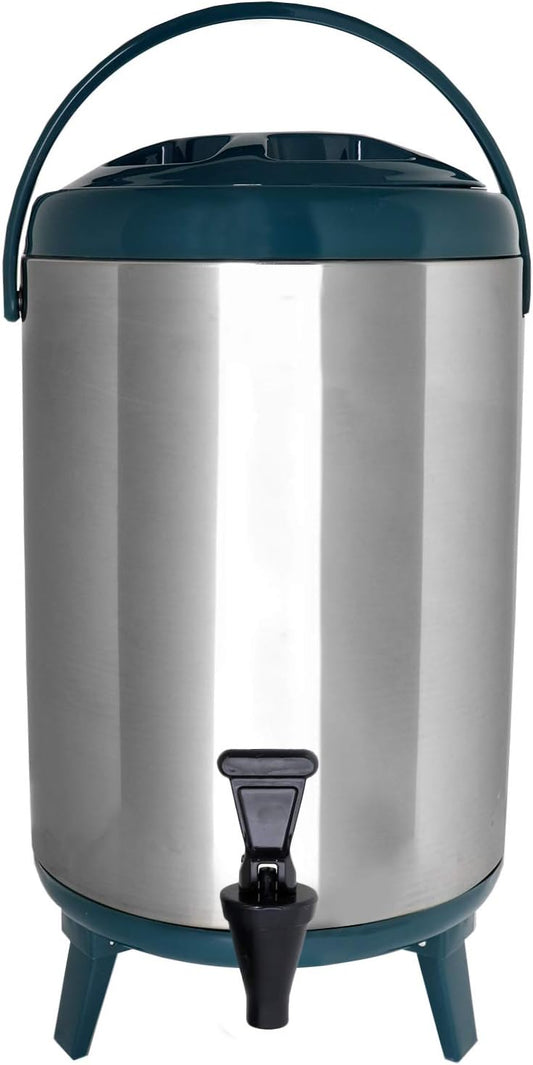 Stainless Steel Insulated Beverage Dispenser – Insulated Thermal Hot and Cold Coffee Carafe – 10 Liter Drink Dispenser with Spigot for Hot Water, Tea & Coffee, Cold Milk, Juice & More Teal