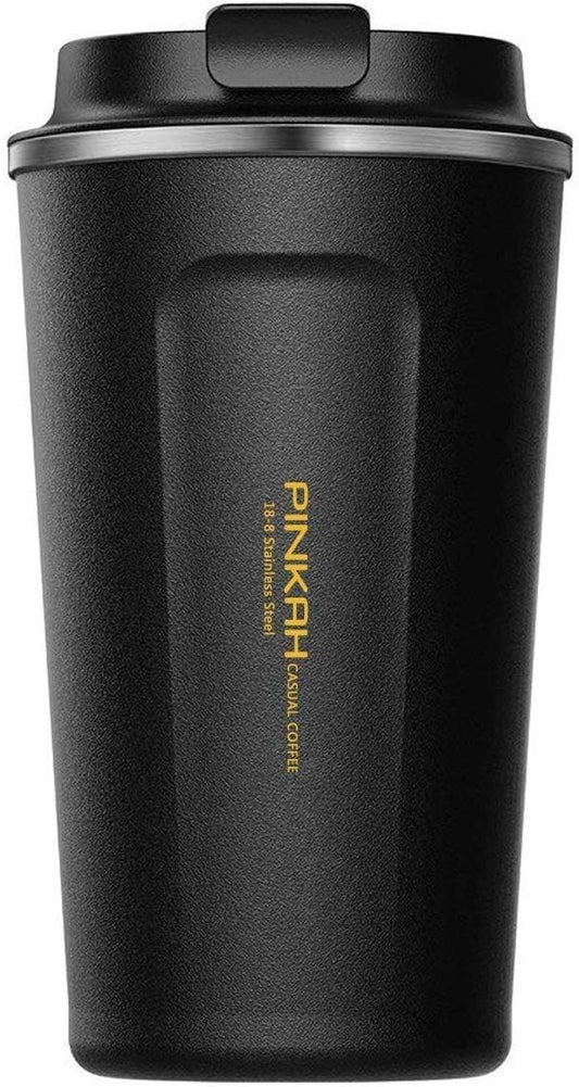 17OZ Stainless Steel Coffee Travel Mug, Double Walled Insulated Vacuum Tumbler Cup, Powder Coated Thermal with Lid for Hot and Cold Coffee Tea