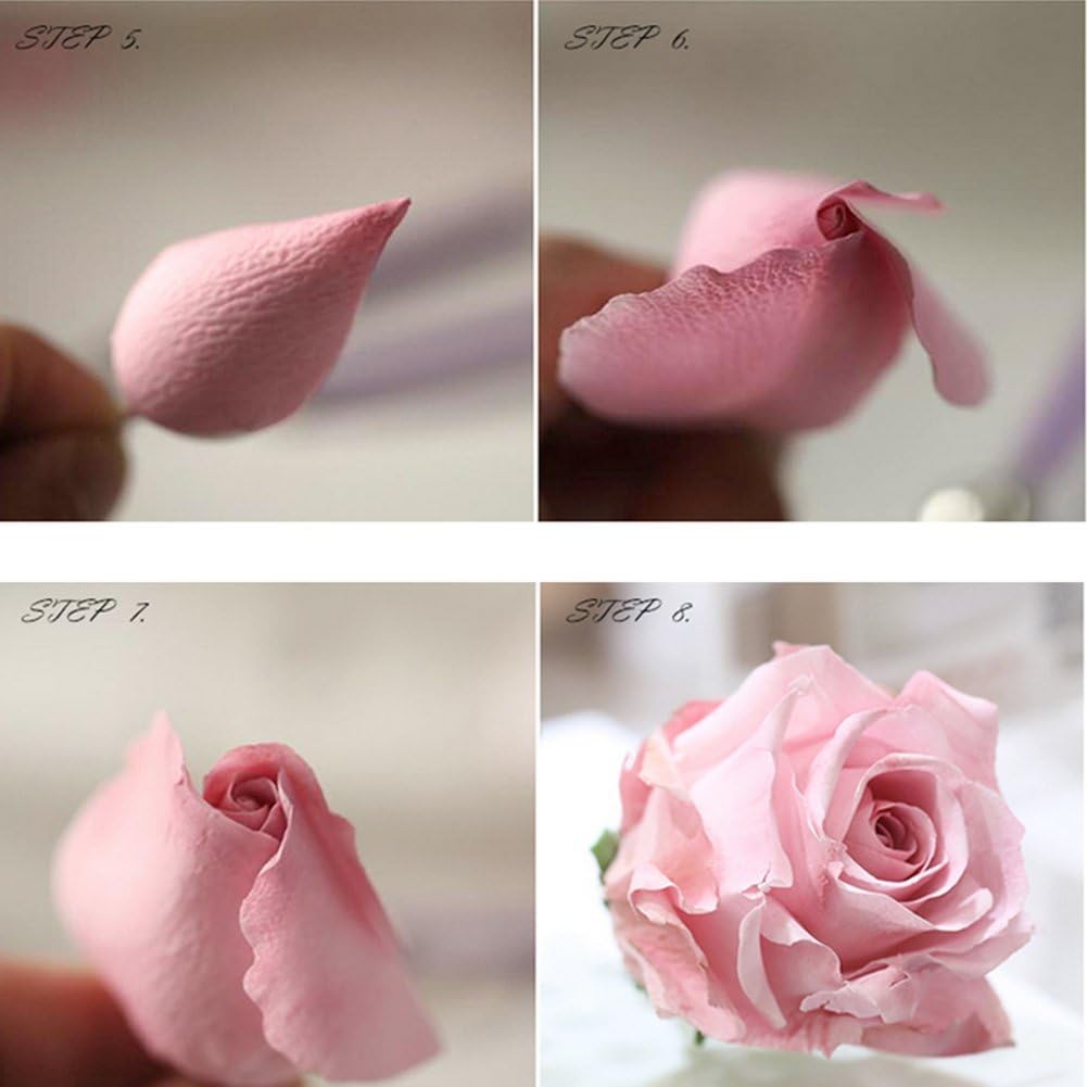 10 Pcs Austin Rose Cutter Set and 2 Pcs Rose Petals Shape Silicone Fondant Mold Veining Petal Sugar Flower Making Tool Cake Decorating Gumpaste Flowers Decor Kit