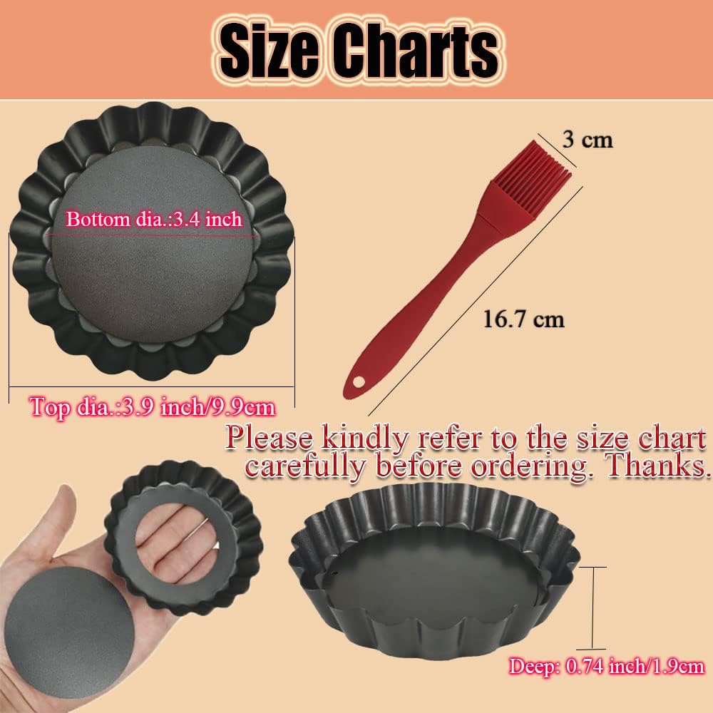 DATANYA 16 Pack Mini Tart Pans 4 Inch with Removable Bottom Round Nonstick Quiche Pan, Heavy Duty Fluted Side Tart Molds for Pies, Mousse Cakes, Dessert Baking