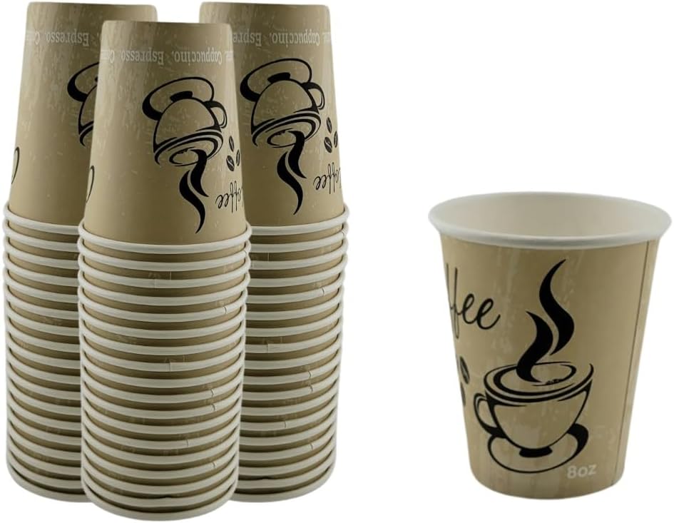 Smygoods Disposable Coffee Cups, To Go Paper Hot Cups, Classic Design (8 OZ, 100 Count) For Hot Beverages, Coffee, Tea, Espresso, Cocoa - Vasos Para Cafe