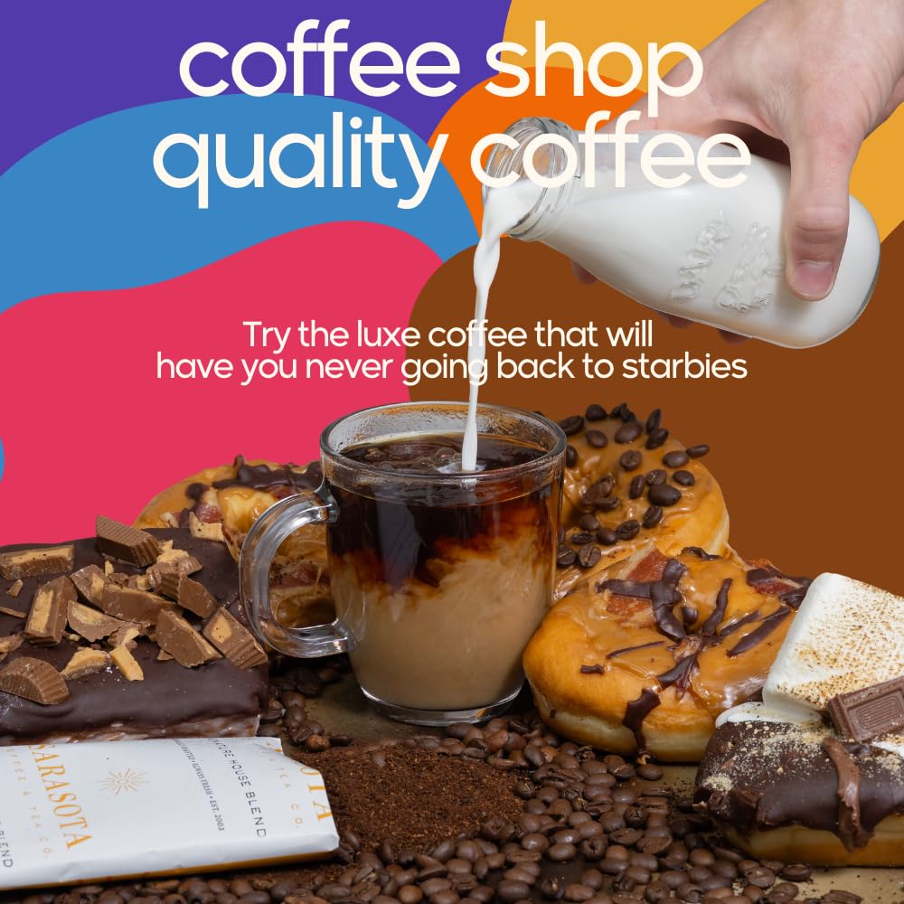 Sarasota Bulk Coffee Packs Flavored Ground Packets | Flavored Roast Variety Set | Gourmet Assorted Gift Sampler | Low Acid Pouches for 12 Cup Coffee Maker | 1.75 Oz Bags, 100 Count