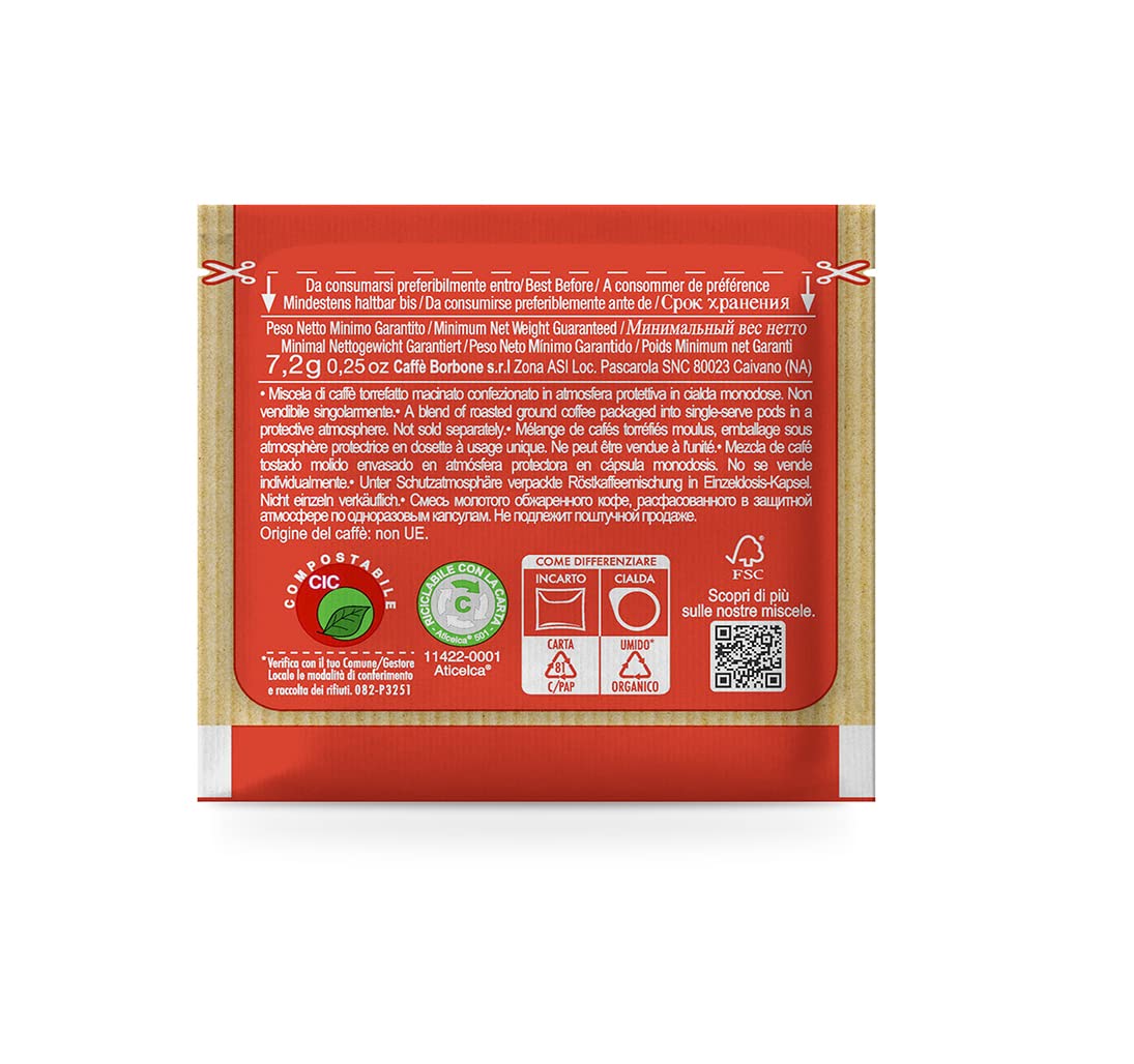 Caffè Borbone Espresso Paper Pods, Red Blend, Strong and Creamy, Medium Roast ESE Pods, Authentic Italian Espresso - 150 Count