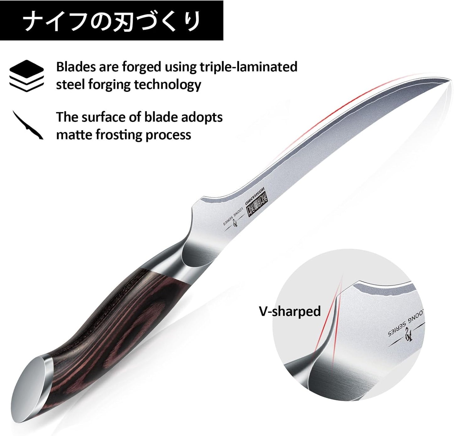 Fillet Knife 9 Inch, Super Sharp Boning Knife in High Carbon Stainless Steel, Professional Japanese Fish Knives for Meat Poultry Cutting