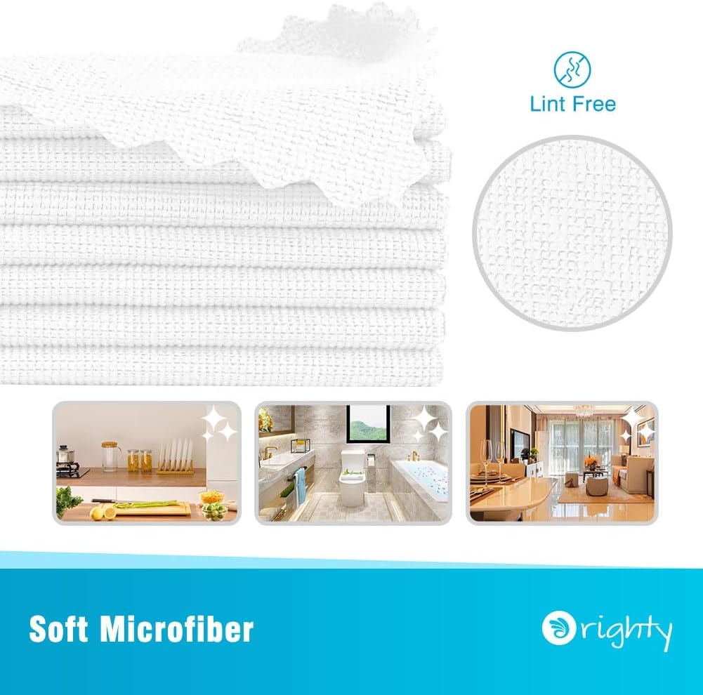 Orighty Cleaning Cloths Bulk, 150 Pack Shop Rags Reusable, Multi-Purpose Shop Towels for Cars, Microfiber Cleaning Rags for Automotive, Mechanic, Kitchen, Lint Free Towels 11.5’’ x 11.5’’, White