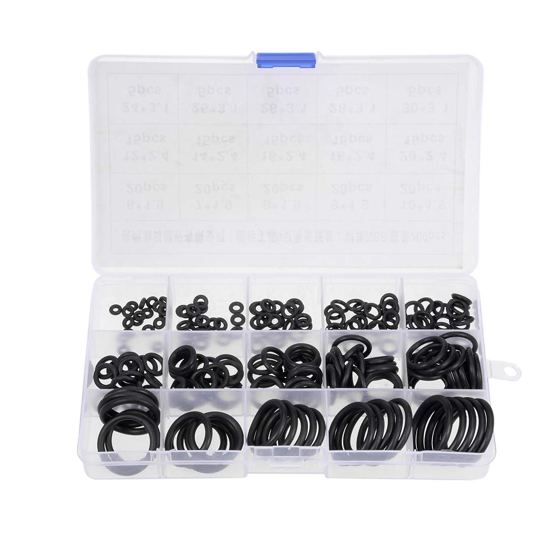 uxcell Nitrile Rubber O-Ring Assortment Kit 200 Pieces 15 Sizes Metric Sealing Gasket Set for Automotive Mechanic Plumbing, Black