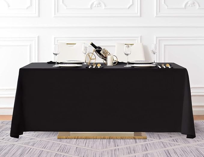 Surmente 10 Pack Black Tablecloth 90 x 156-inch Rectangular Polyester Table Cloth for Weddings, Banquets, or Restaurants