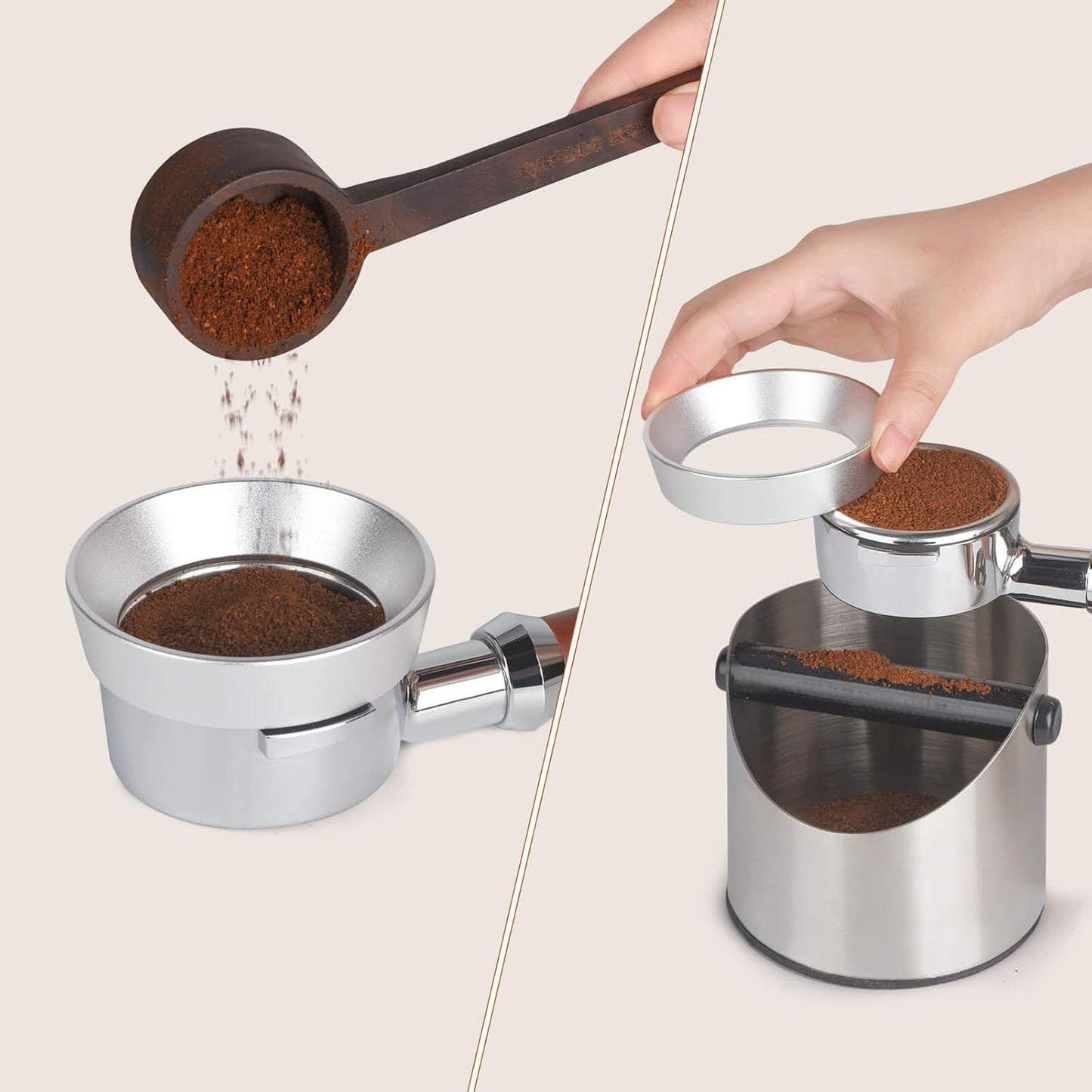 54mm Portafilter Funnel with Magnetic, Lightweight Aluminum Espresso Dosing Funnel