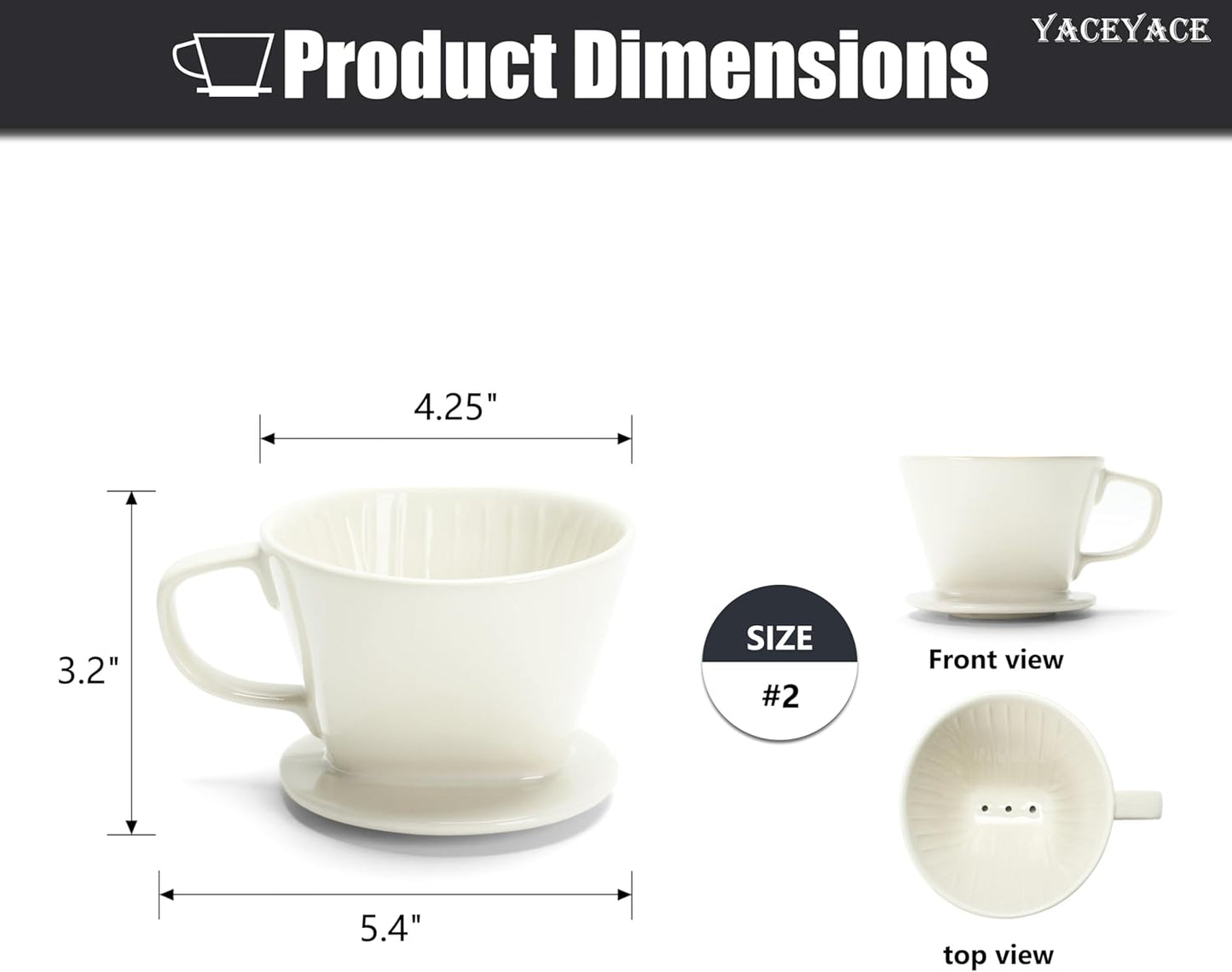 Ceramic Pour Over Coffee Dripper, Small Ceramic Pour Over, Off White, 3 Holes, Single, Small Coffee Dripper