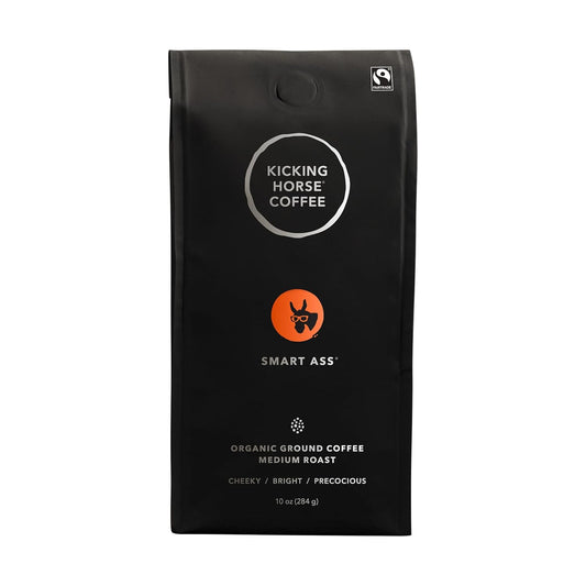 Kicking Horse Coffee, Smart Ass, Medium Roast, Ground,Certified Organic, Fairtrade, Kosher Coffee, 10 Ounce (Pack of 1)