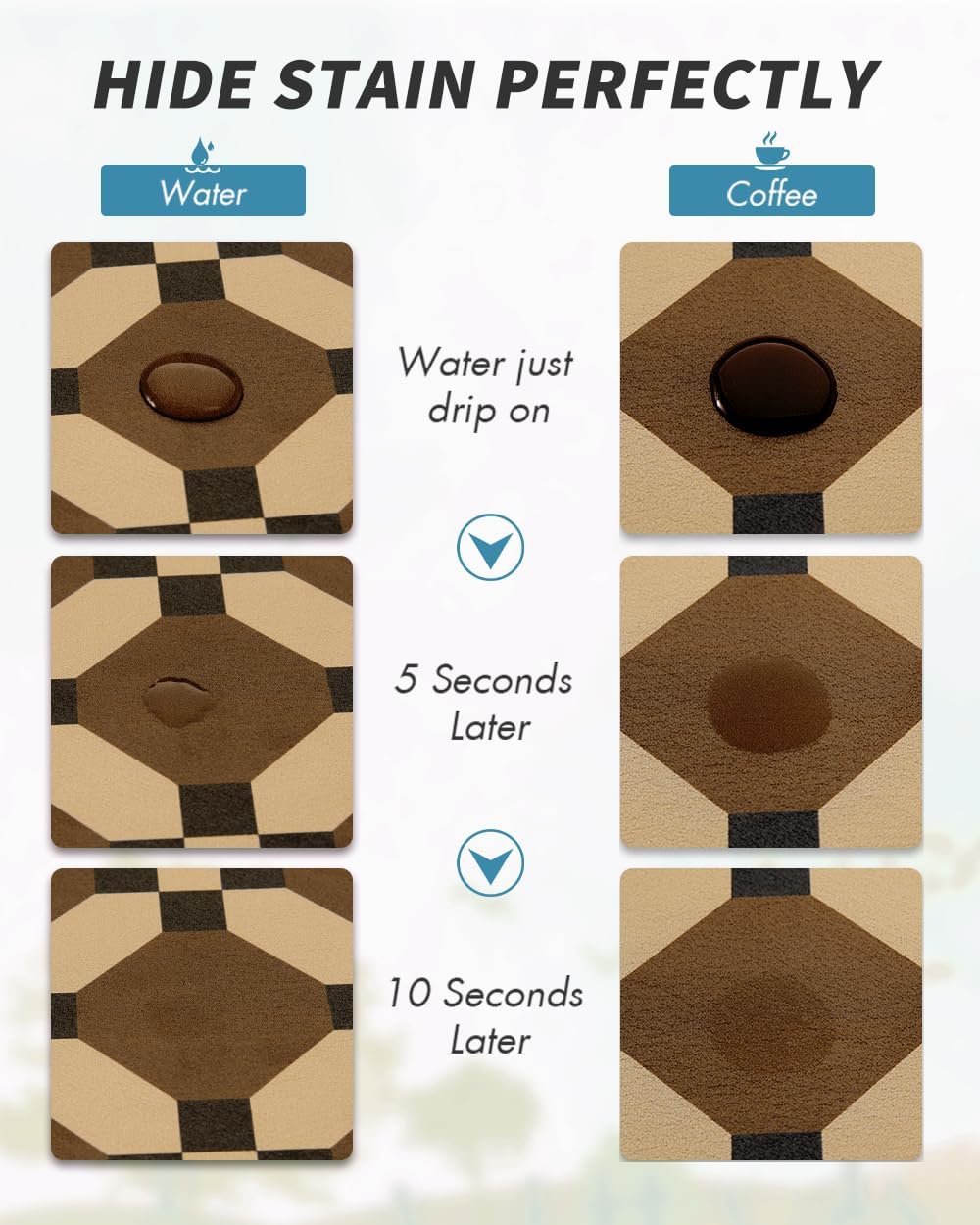 AMOAMI Coffee Mat Hide Stain Rubber Backed Absorbent Dish Drying Mat for Kitchen Counter - Fits Under Coffee Maker or Machine - 16X24