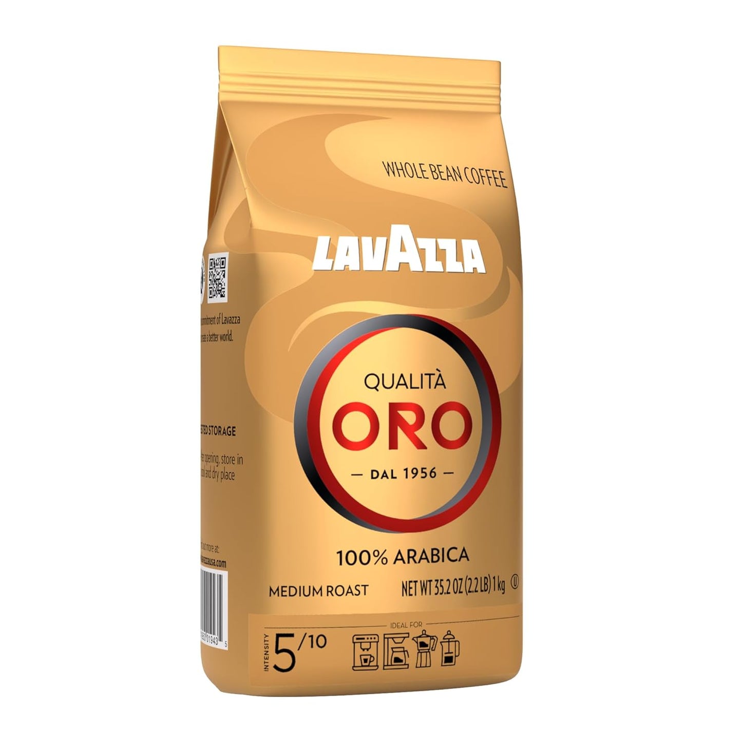 Lavazza QualitÃ Oro Whole Bean Blend, Medium Roast, 2.2 Pound (Pack of 1) ,100% Arabica, Central America & African highland origins, Fruity & Aromatic