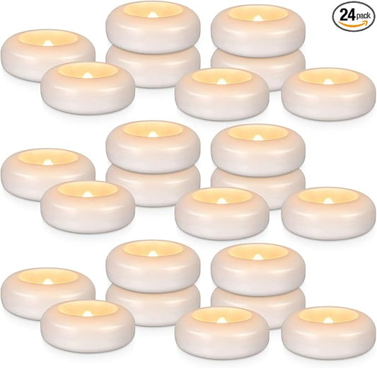 24 Pack 3”Floating Candles Water-Activated Flameless LED Candle, 120 Hour White Battery Operate Waterproof Tealights for Cylinder Vases, Centerpieces at Wedding, Party, Pool,Romantic.