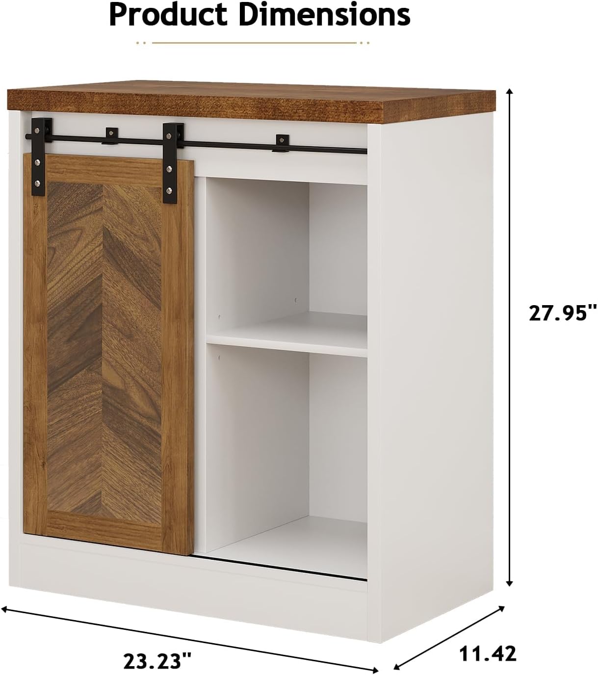 Farmhouse Small Coffee Bar Cabinet with Storage, White Coffee Bar Table with Sliding Barn Door, Adjustable Shelves, Bar Cabinet for Kitchen, Dining Living Room