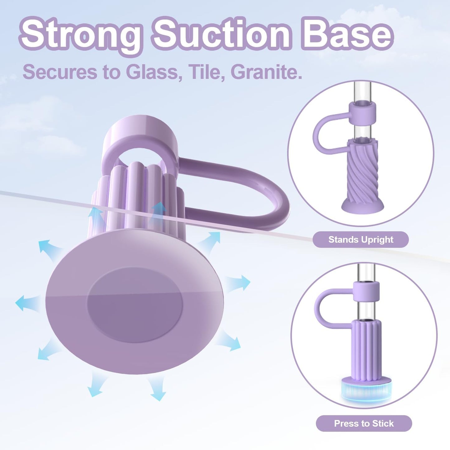 YOTIME Silicone Straw Covers Cap, 6 Pcs Reusable 0.39in/10mm Suction Cup Straw Toppers for Stanley Cup 40 30 oz, Purple