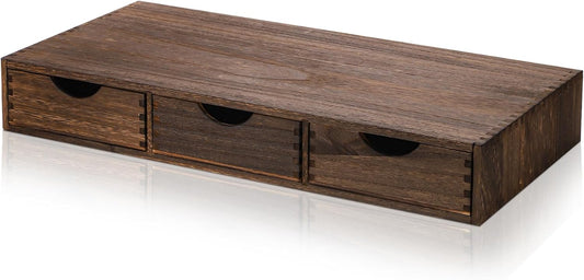 Suzile Coffee Pods Storage Holder Cabinet Vintage Countertop Storage Drawers Wooden Cup Organizer Under Brewe for Home Office Accessories(3 Drawer)