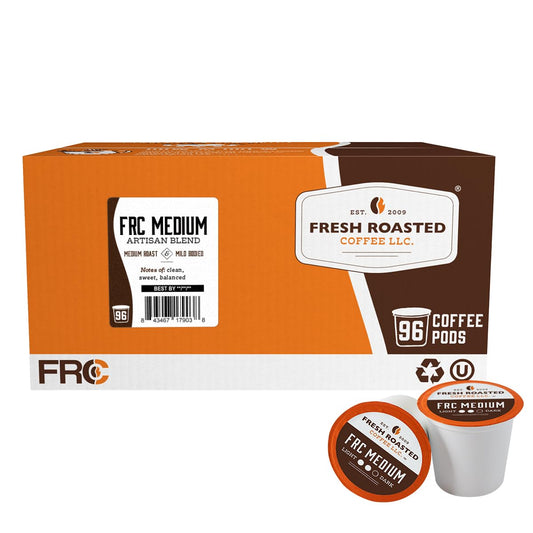 Fresh Roasted Coffee, FRC Medium Roast Blend, 96 Pods for K Cup Brewers