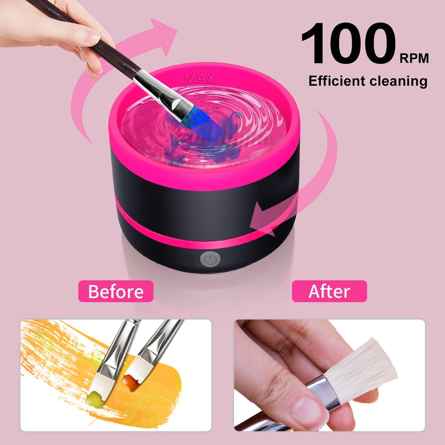 YAGHVEO® Paint Brush Cleaner, Electric Paint Brush Cleaner Rinse Cup, Brush Rinser for Painting, Artist Brush Cleaning Washer Rinser for Acrylic, Watercolor, Oil, Gouache Painting