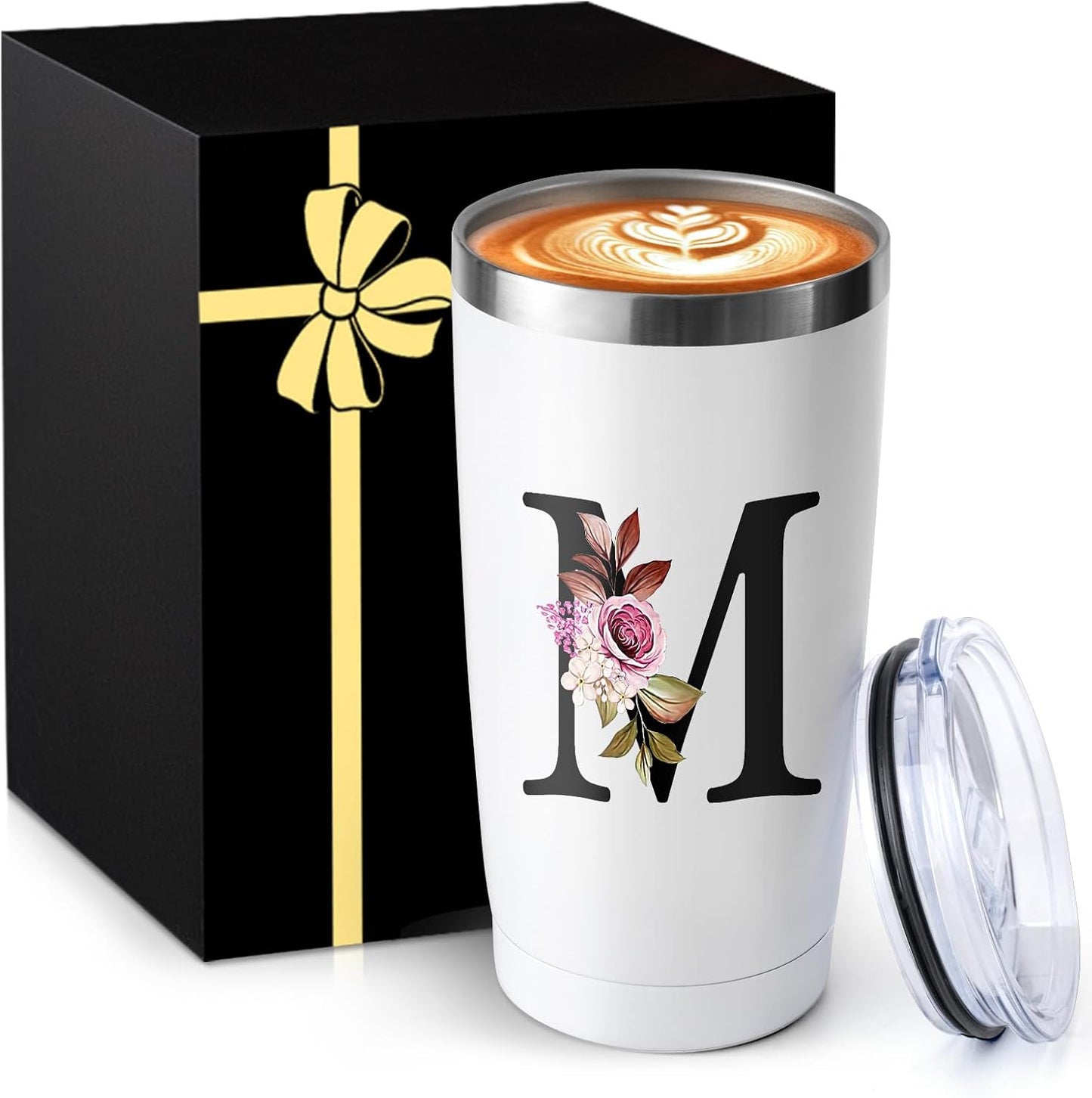 20 Oz Insulated Coffee Cup with Lid Car Tumbler Travel Mug Women Wife Husband Happy Birthday Wedding Romantic Gift Best Cool Day Personalized Unique Special Cute Custom Christmas Xmas Valentines Ideal