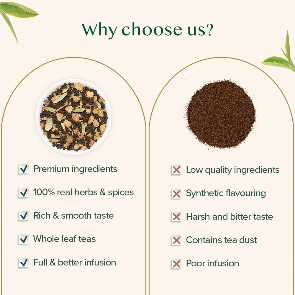 VAHDAM, Ginger Masala Chai Tea (50+ Cups,3.53oz) Authentic Indian Ginger Tea | Spiced Chai Tea Loose Leaf | Brew Hot, Iced Or Chai Latte | Vacuum Sealed Pack