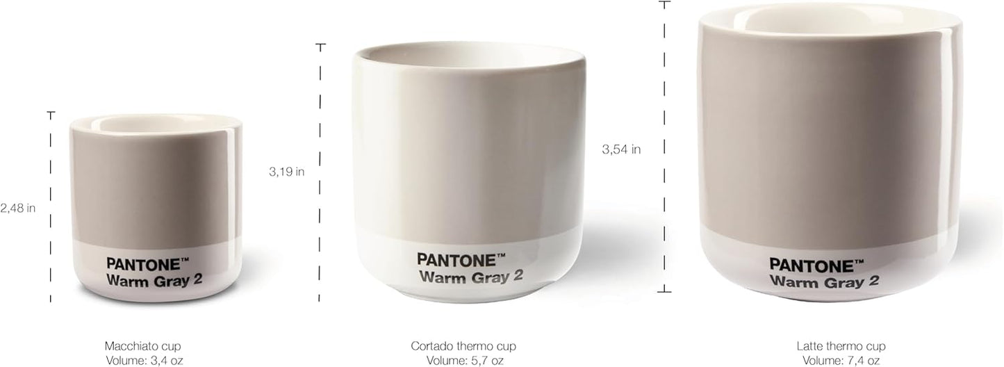 Copenhagen Design Pantone Latte Cup - Double Wall Thermo - Cappuccino Handleless Mug - 7.44oz/220ml, Cool Grey 9