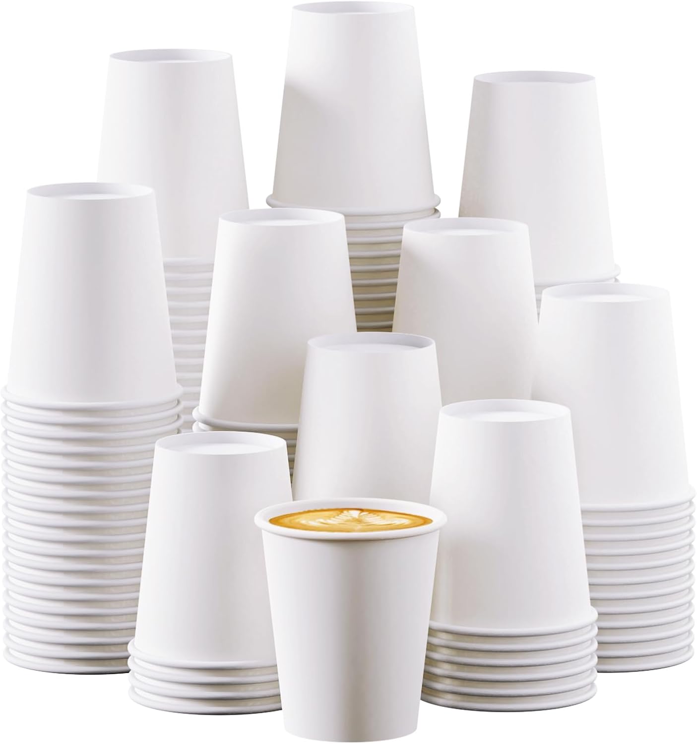 Turbo Bee 300Pack 8oz Paper Cups,Disposable Coffee Cup， White Paper Water Cups,Hot/Cold Beverage Drinking Cup for Party,Travel and Event