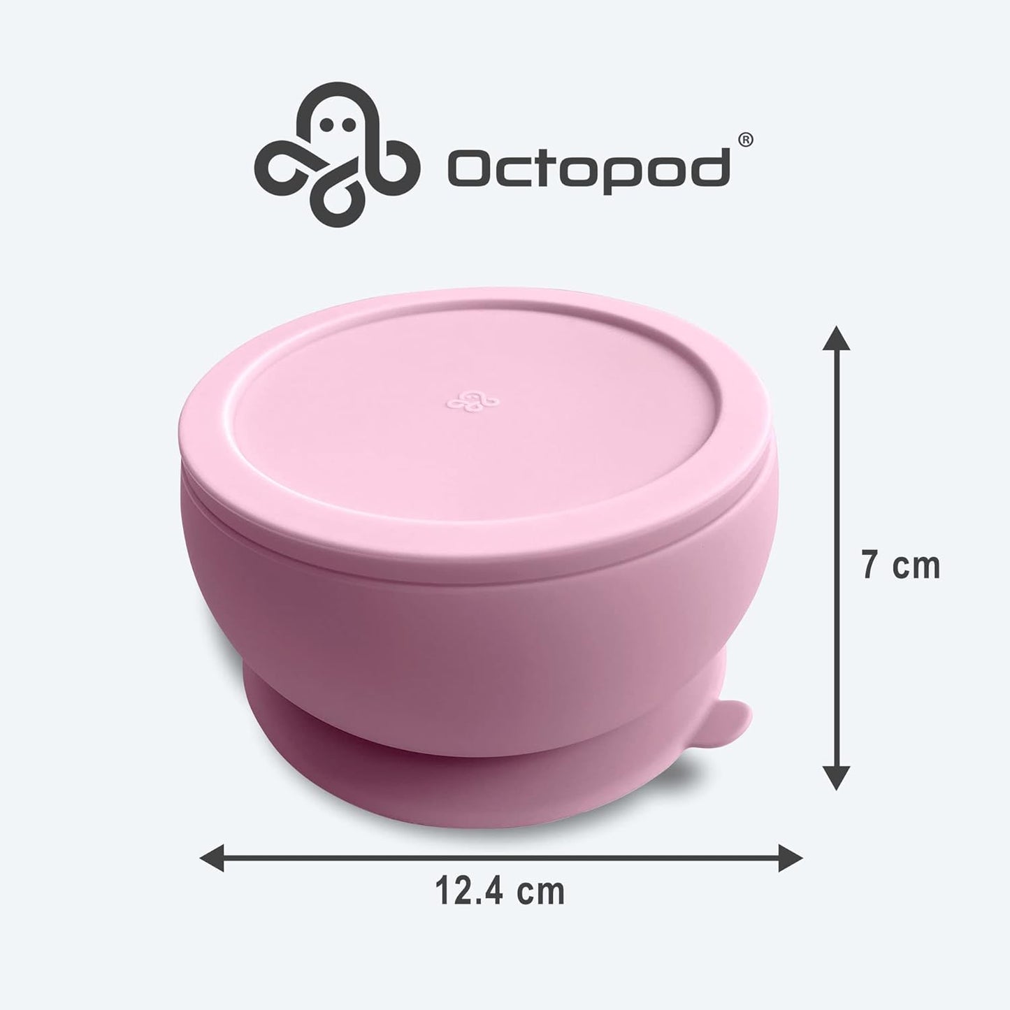 Octopod Silicone Baby Suction Bowl W/Lid - Toddler & Baby Bowls, Baby Food Containers, Spill Proof Bowls For Toddlers, Suction Baby Bowls W/Lids, Food Grade Silicone Bowls For Babies (Lavander Pink)