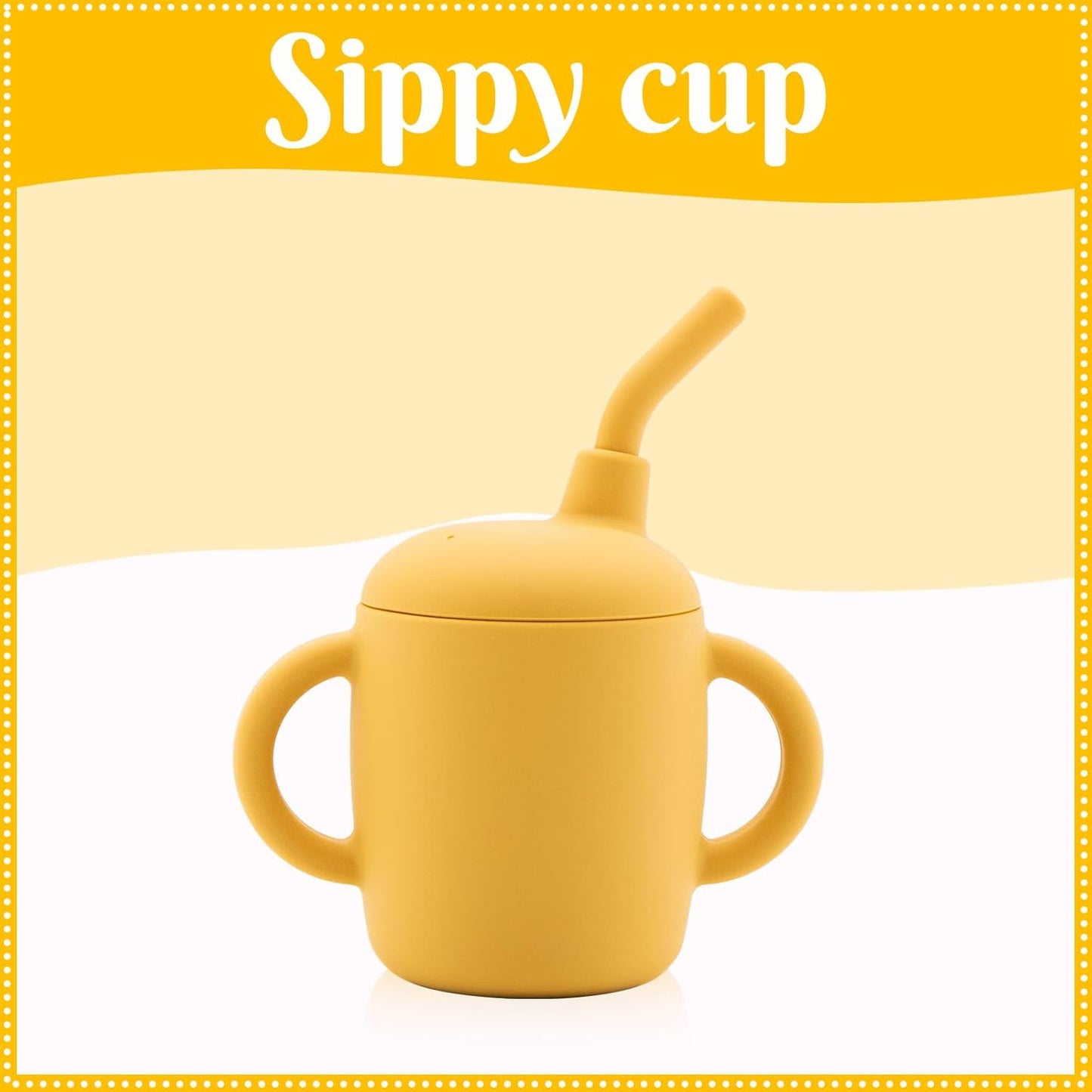 Silicone Baby Feeding Set, 6 Pcs, Baby Led Weaning Supplies, BPA Free, Yellow