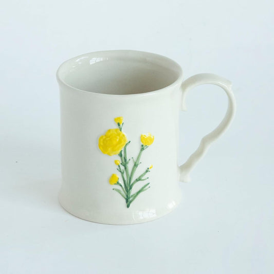 Ceramic coffee Mugs, Set of 1 Yellow Flower - 12oz, Hand-Painted, Microwave heating and dishwasher cleaning available, Ideal for Daily Brews