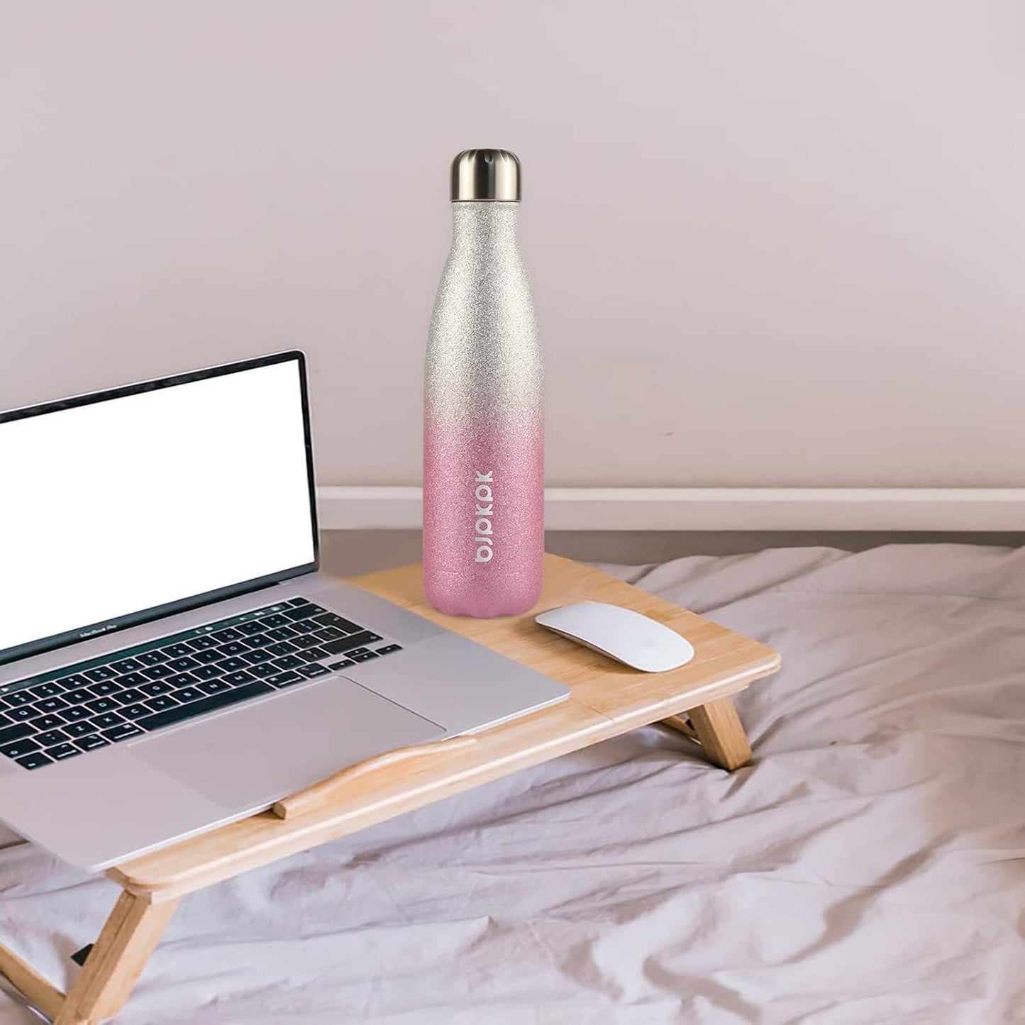 BJPKPK Insulated Water Bottles 17oz Stainless Steel Sports Water Bottles Keep Cold for 24 Hours and Hot for 12 Hours,BPA Free,Glitter Silver Blue