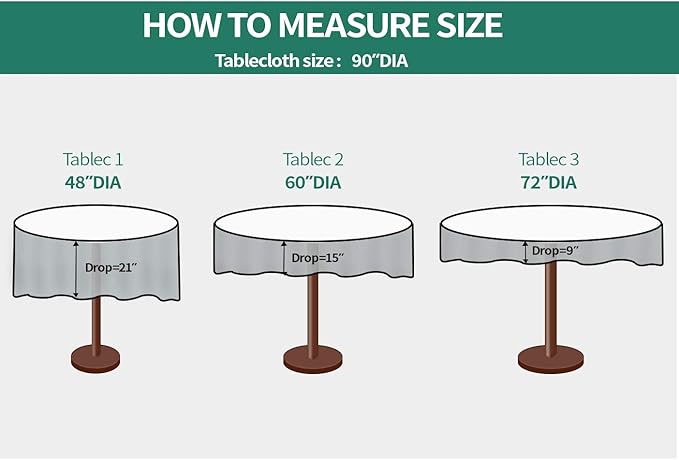 Surmente Black Tablecloth for Round Tables, 90-inch Round Table Cloths for Weddings, Banquets, or Restaurants