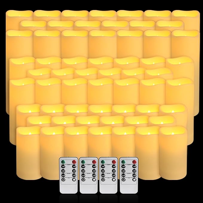 60-Pack LED Flameless Candles with Remote Control - Perfect for Home, Parties, and Special Occasions - Create a Magical Ambiance Effortlessly(Three Sizes)