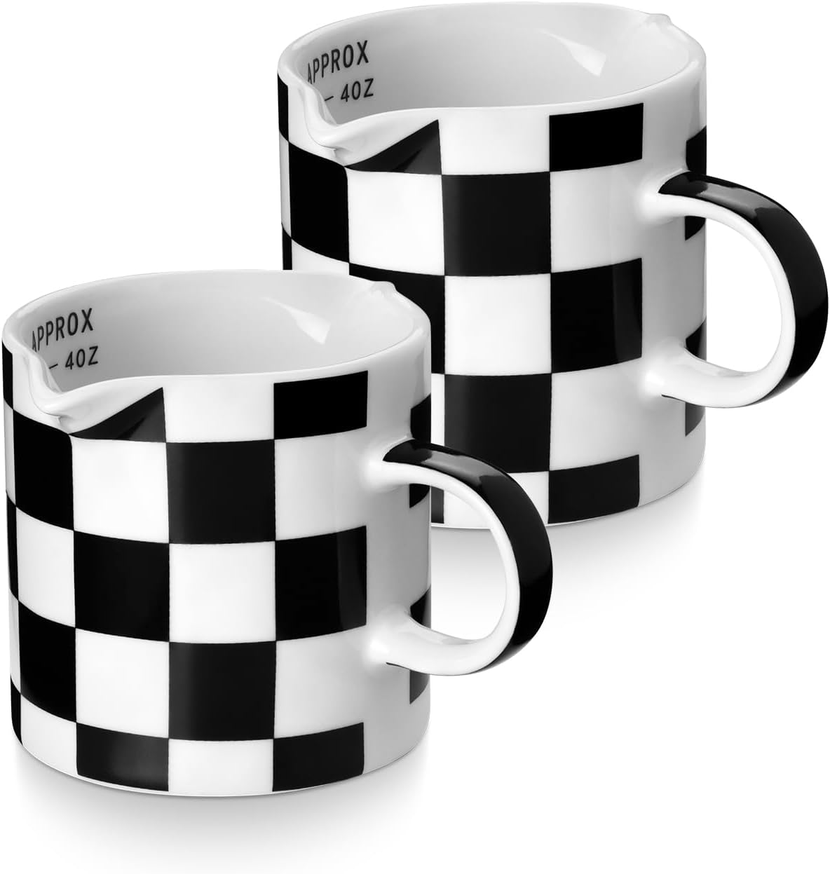 Espresso Cups, 5 OZ Ceramic Double Spouts Cups, Espresso Shot Cup with Handle and Measuring, Small Coffee Mugs Accessories for Espresso Machine Set Suitable for Milk Syrup