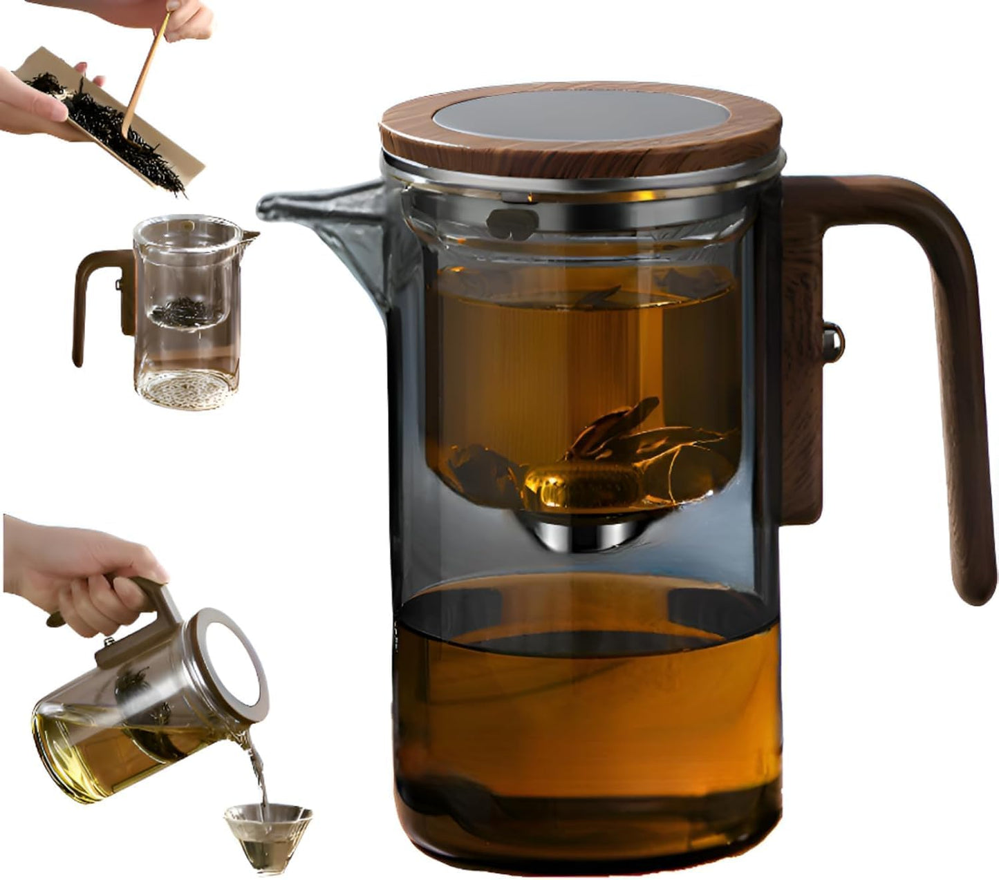 Enchanti Tea Pot, Creative Witchcraft Magic Glass Teapot, Detachable Loose Tea Glass Tea Infuser, Ideal for Tea Steeper-20oz (approx. 600 ml)(Gray)
