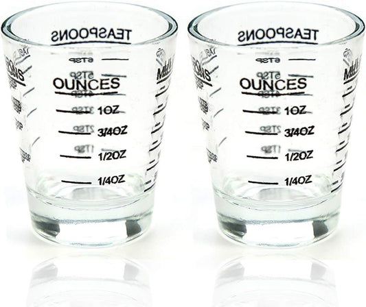 Shot Glasses Measuring cup Liquid Heavy Glass Wine Glass Espresso Shot Glass 26-Incremental Measurement 1oz, 6 Tsp, 2 Tbs, 30ml (2 pack-black 30ml)