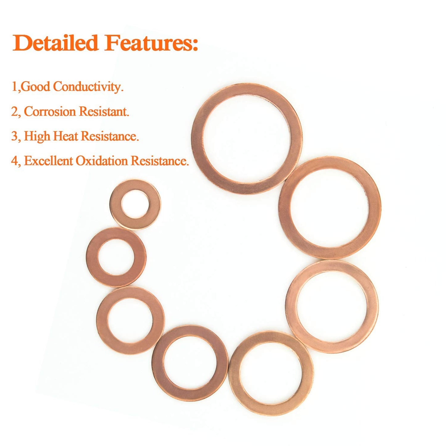 M20 Flat Washer Copper Sealing Ring, 20mm ID 26mm OD 1.5mm Thickness Metric Sealing Gasket, 25 Pieces