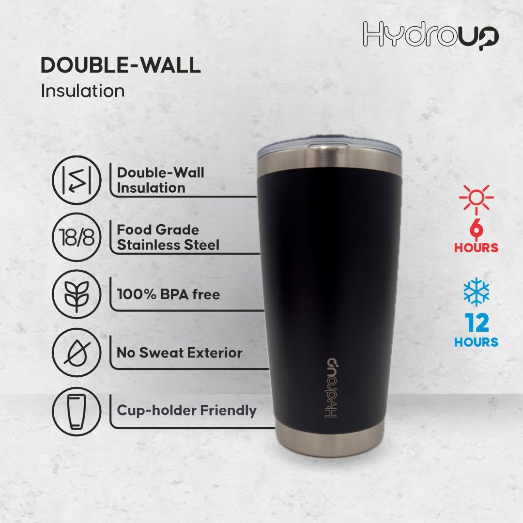 20 oz Tumbler Cup | Stainless Steel Insulated Coffee Mug with Lid | Coffee Travel Mug & Iced Coffee Cup | Leakproof Coffee Tumbler | BPA-Free Insulated Tumblers