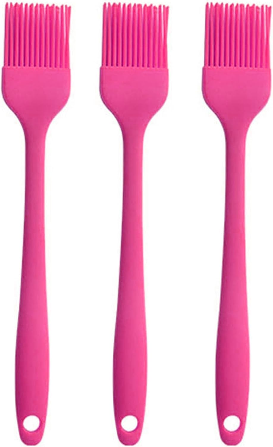 Silicone brush, Oil Brush for BBQ Kitchen Cooking Baking and Grilling(3 PCS,Rose Red)