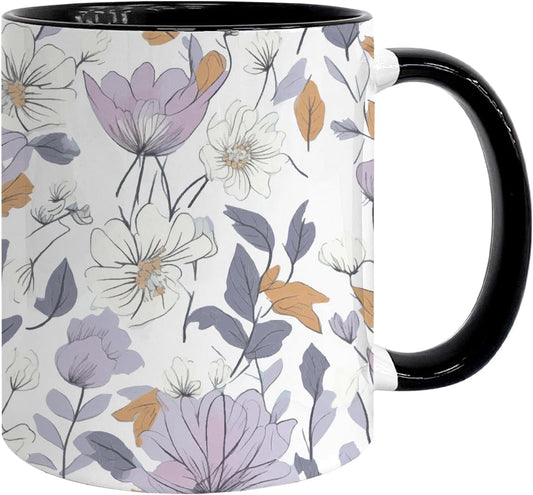 Vintage Flower Coffee Mug, Special Coffee Mug for Mothers, Gifts for Her Fall floral Cup, Beautiful Purple Wildflowers Inspirational Coffee Tea Cup for Her Birthday