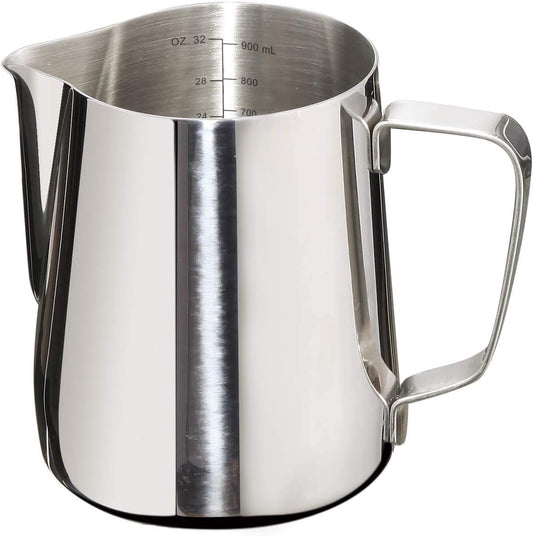 32oz Stainless Steel Milk Frothing Pitcher with Double Measurement Scale - Perfect for Latte Art