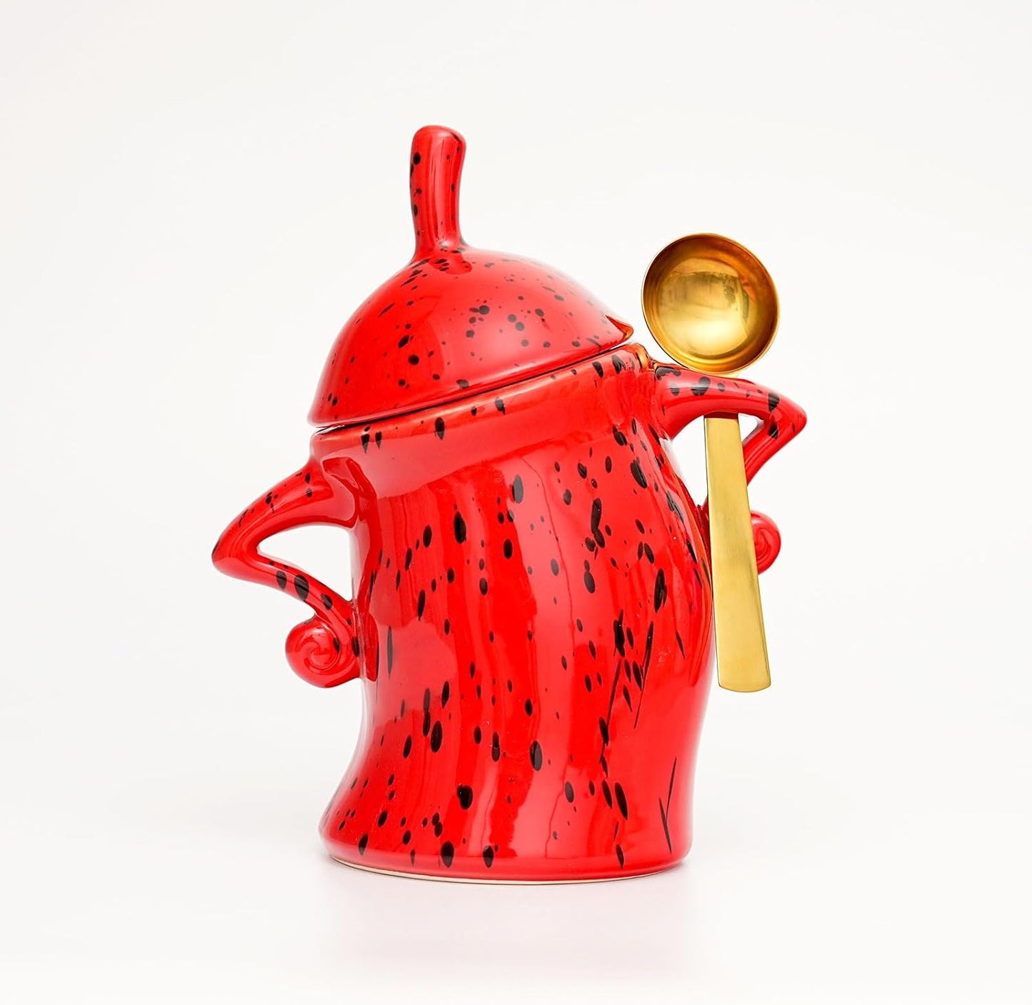 Canister With Attitude - Attitude Jar, Ceramic Airtight Food Storage Container with Spoon for Tea, Coffee, Sugar, Flour, Cute Kitchen Decor (Red)