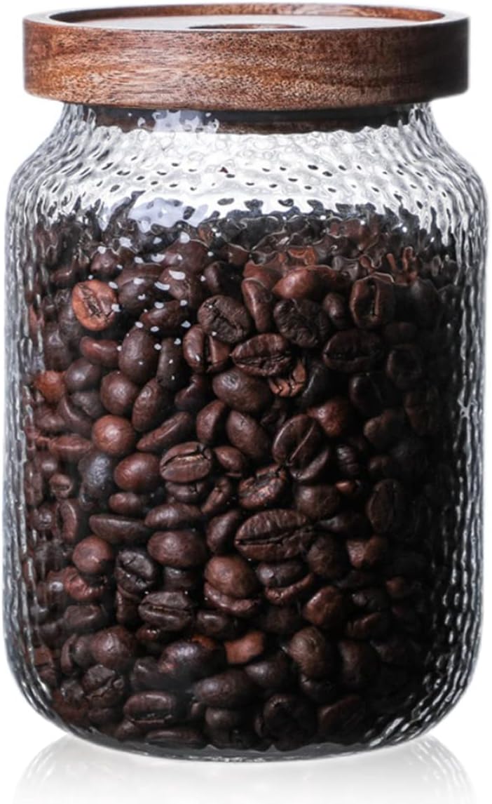 Glass Storage Jar, Food Storage Container with Airtight Bamboo Wooden Lid, Kitchen Canisters For Tea,Coffee Bean, Sugar, Candy, Cookie, Spice (1500ml, 51 Ounce)