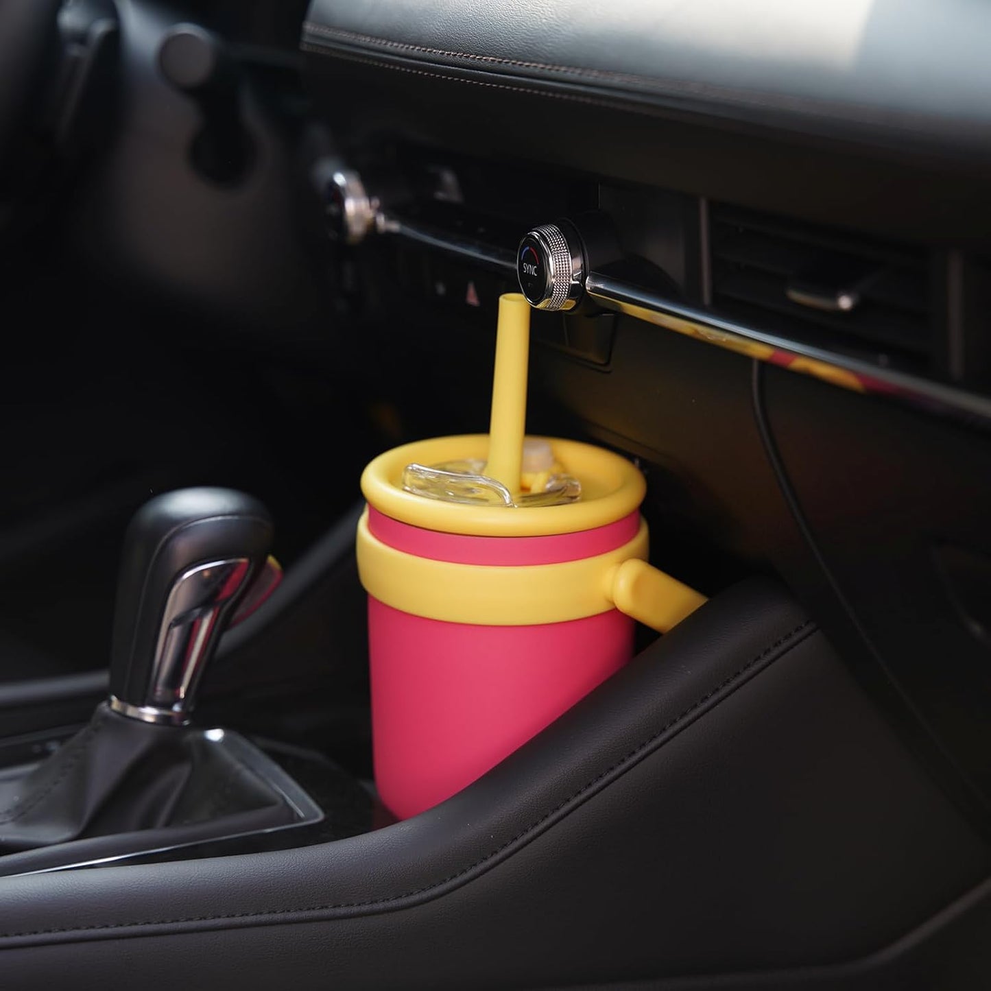 40 oz Tumbler with Side Handle, Insulated Water Bottle with Straw and 2 in 1 Lid, Stainless Steel Cup Travel Coffee Mug for Sports Office Gym,Sky Blue