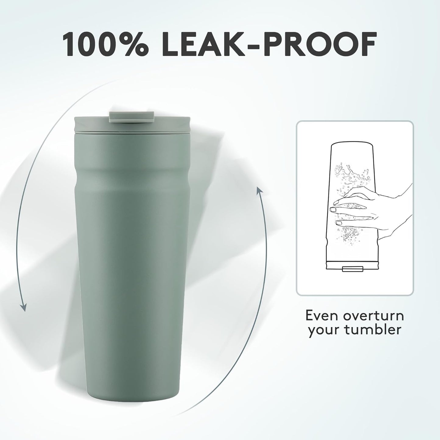 COKTIK 24oz Insulated Tumbler with Lid and Straw 2 Lids (Straw/Flip) Iced Coffee Cup Reusable Stainless Steel Travel Mug Water Bottle Cupholder Friendly for Women Men Her Him (Bay Leaf)