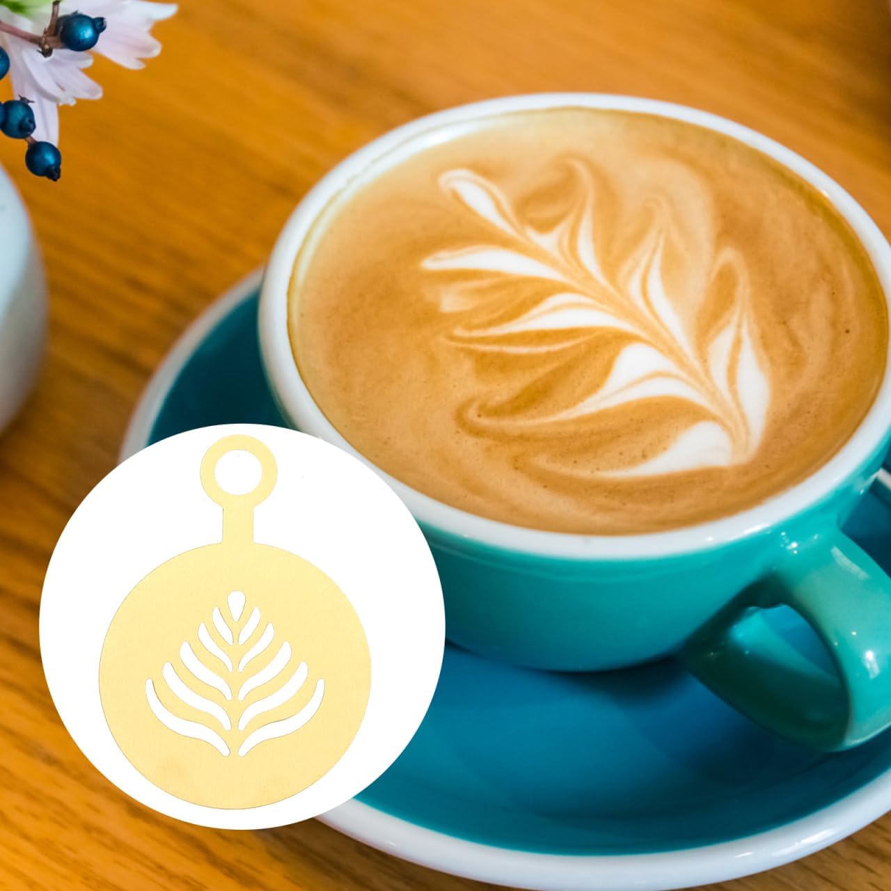 4Pcs Stainless Steel Coffee Stencils for Latte Art Easy to Clean Cappuccino Templates Milk Spray Tools for Home Decorating