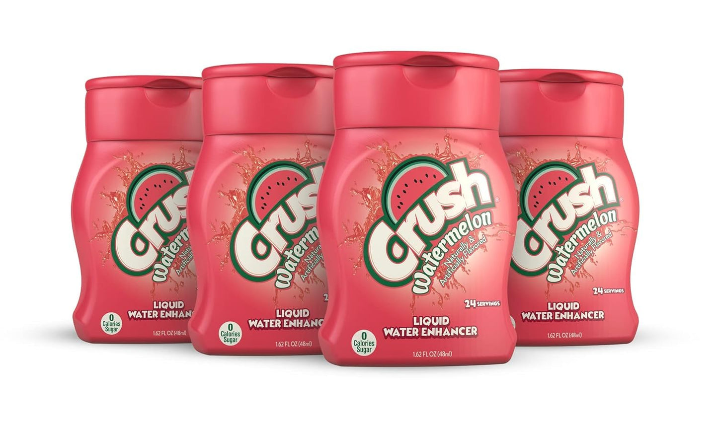 CRUSH Crush, Watermelon, Liquid Water Enhancer – New, Better Taste (4 Bottles, Makes 96 Flavored Water Drinks) 1.62 Fl Oz (Pack of 1)