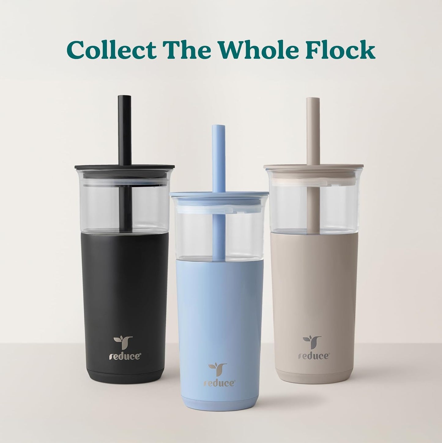 REDUCE Aspen 20 oz Vacuum Insulated Glass Tumbler with Lid & Extra Wide Straw - Keeps Drinks Cold for 12 Hrs - Ideal for Iced Coffee, Smoothies & Boba - Dishwasher Safe, Soft Base - Dragonfruit